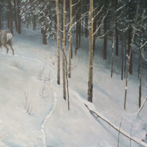 Robert Bateman-forest trail mule deer