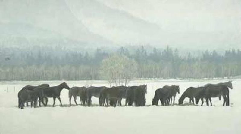 Robert Bateman-winter gathering horseherd