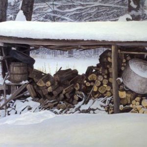 Robert Bateman-woodshed in winter ermine