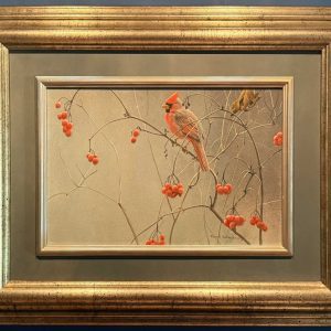 High Bush Cranberries Cardinal - Original Painting